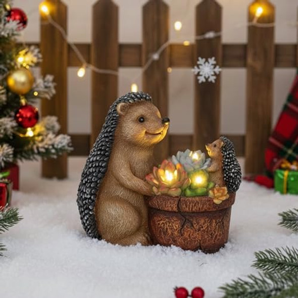 Jjalights Succulent Hedgehog Garden Statues With Solar Lights Garden S For Women Mom Lawn Ornaments For Patio Yard Decor