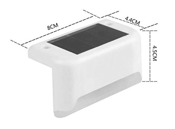 K Jingkelai Solar Powered Step Lights For Outdoor Stairs Railing Fence Post Pathway Yard Patio - 1 Led White Lampshade 4 Pack