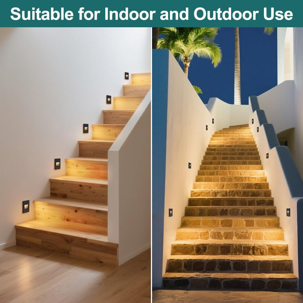 Kadision Vertical Led Step Light 120V 3000K/4000K/5000K Adjustable 3.5W 175Lm Indoor Outdoor Dimmable Stair Lights Aluminum Orb Finish 4 Pack