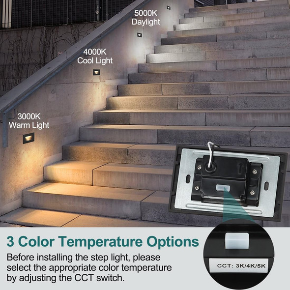 Kadision 3 Color Low Voltage 12V-24V Led Step Lights Indoor And Outdoor 3.5W 175Lm Stair Light Aluminum Oil Rubbed Bronze 12 Pack