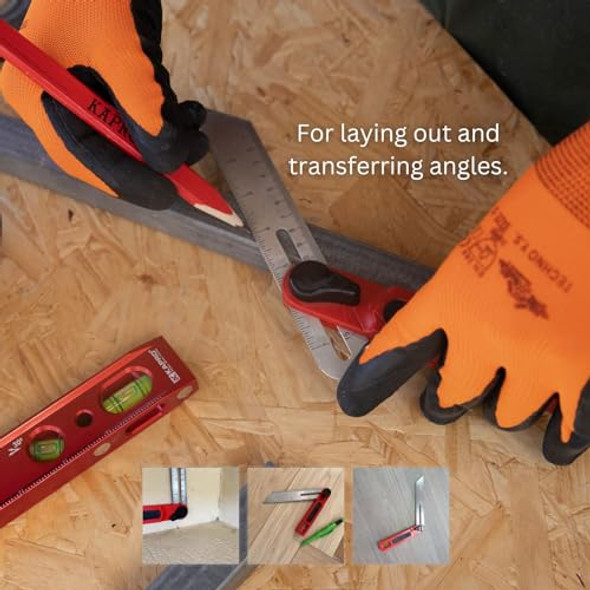 Kapro - 301 T-Bevel - Stainless Steel Blade - Features Vial Trim Gauge 15° 30° 45° 60° & 75° Angle Markings And Dual Directional Printed Scale - 7”