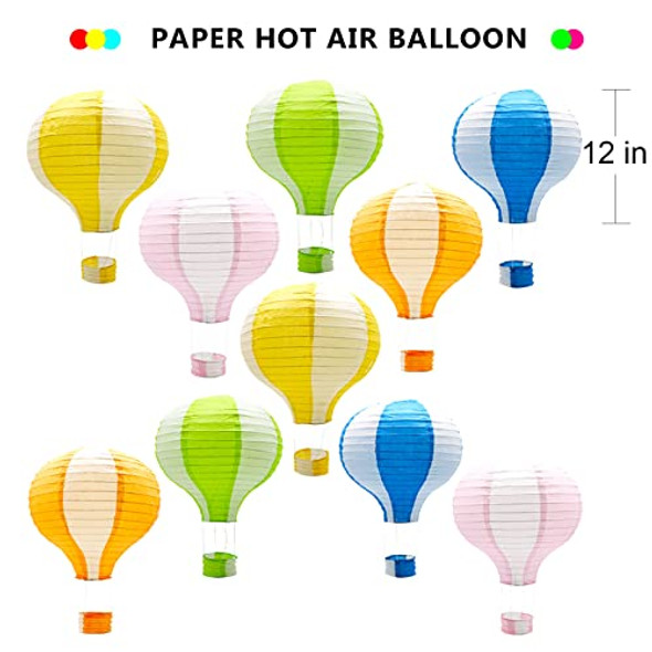 Kaxixi Hanging Hot Air Balloon Paper Lanterns Reusable Chinese Japanese Party Decorations Wedding Birthday Anniversary Christmas Engagement Set Of 10