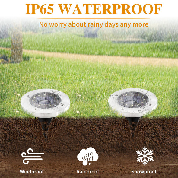 Kelvinlux 8 Pack Solar Ground Lights Modern Outdoor Waterproof Led Landscape Lights Cold Color 12 Leds Each Pathway Yard Garden Patio Deck Driveway Lawn