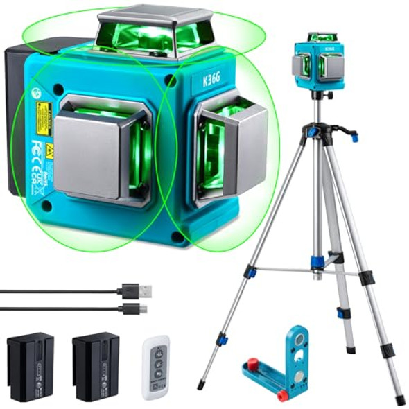 Kezers Laser Level With Tripod3 X 360 Self Leveling Laser Level Green Line Laser 3D Laser Leveler Tool With 2 Rechargeable Batteriesindoorfor Picture Hangingtilehome Renovation