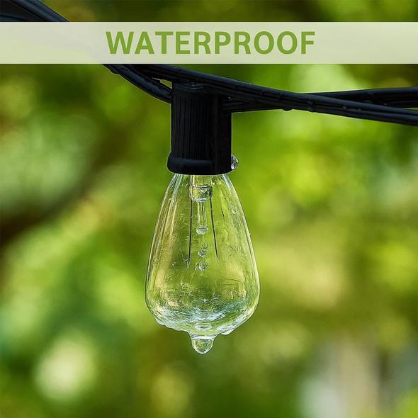 Konictom 10Ft Outdoor String Lightsblack Edison String Lights With 11 Clear Edison Bulbs (1 Spare) Ul Listedhanging Lights For Outside Patio Wedding Garden Porch Backyard Party Deck Yard