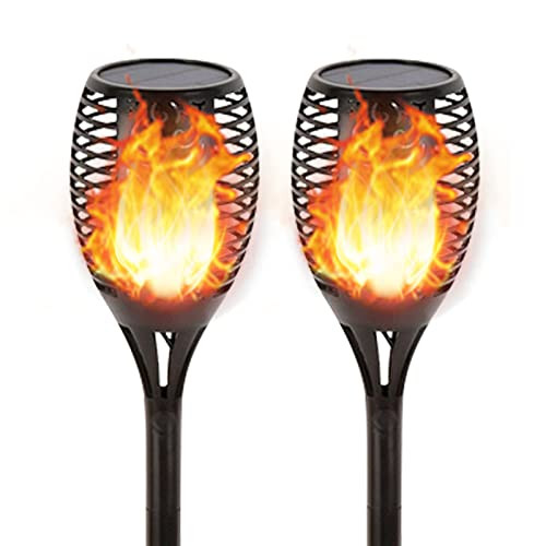 Lapeort Solar Tiki Torch 43" (Super Large Size) With Flickering Flame 99 Led Outdoor Waterproof Solar Powered Lights For Holiday Decorations Outside Garden Yard Pathway Decor
