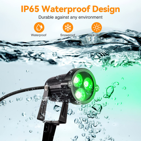 Lemonbest Pack Of 2 Outdoor Water-Resistant Led Lawn Garden Landscape Lamp Wall Yard Path Patio Lighting Spot Lights Green Ac Spiked Stand With Power Plug