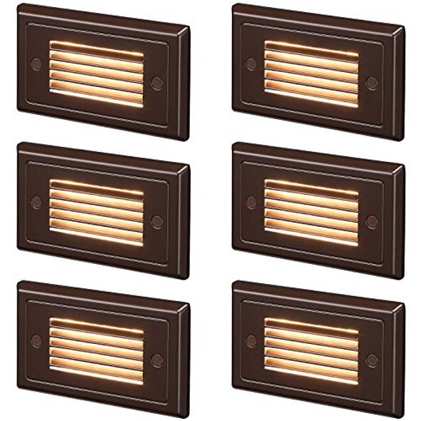 Leonlite 120V Line Voltage Dimmable Led Step Lights 3000K Warm White 3W 150Lm Indoor Outdoor Landscape Stair Light Cri90 Aluminum Etl Listed Oil Rubbed Bronze Pack Of 6