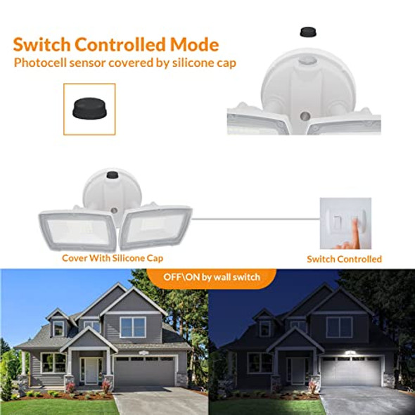 Lepower Lepower 2 Pack Led Security Light Dusk To Dawn Outdoor Flood Light Fixture With 2 Adjustable Heads 3000Lm/28W 5500K Ip65 Waterproof Exterior Flood Lights For Garage Backyard (White)