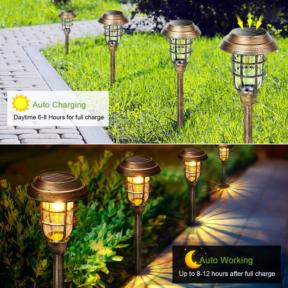 Letmy Solar Pathway Lights Outdoor 8 Pack Bright Solar Lights Outdoor Ip66 Waterproof Auto On/Off Solar Garden Lights Solar Powered Landscape Lighting For Yard Patio Walkway Driveway Pathway - Black