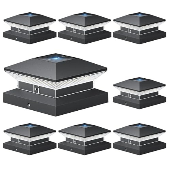 Letmy Solar Post Cap Lights Outdoor 8 Pack 40 Leds 30 Lumens Fence Post Solar Lights Outdoor With 3 Modes Waterproof Solar Post Lights For 4X4 5X5 Or 6X6 Vinyl Wooden Posts