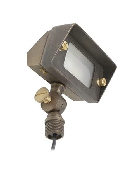 Lightkiwi R9872 Brass Flood Light & Wall Wash Outdoor Lighting Fixture For 12 Volts Low Voltage Landscape Lighting (Light Bulb Not Included)