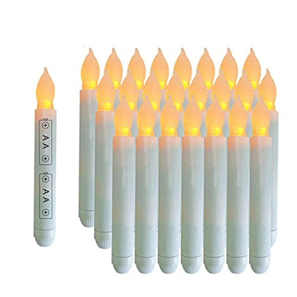 Longsuochuang 24Pcs Floating Candles 6.5 Inch Flameless Led Taper Candle Lights Battery Operated Candlesticks For Party Classroom Church Mothers Day S Warm Yellow Handheld Thanksgiving Christmas