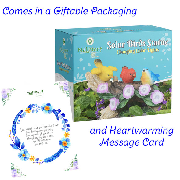 Malister Malister Bird Figurines With Color Changing Solar Light Garden Decor Outdoor Decor Garden Statues Gnome Decor Porch Outdoor Statues Patio Decorations Lawn Yard Art Statue S