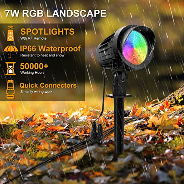 Meikee 7W Rgb Landscape Lights Dc/Ac 12V 24V Rgb Color Landscape Lighting Low Voltage Landscape Lighting Ip66 Waterproof Outdoor Spotlights With Remote For Garden Pathway Yard (Not Include Remote)