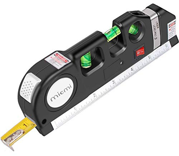 Micmi Laser Level Multipurpose Laser Tape Measure Line 8Ft+ Tape Measure Ruler Adjusted Standard And Metric Rulers Update Batteries Micmi A80 (Laser Level)