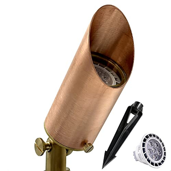 Mik Solutions Copper Spot Lights Outdoor 109 – 12V Low Voltage Landscape Lights Heavy Duty Outdoor Landscape Lighting For Home Garden Lighting Uplights With Ground Stake And 7W Mr16 Led Bulb (1 Pack)