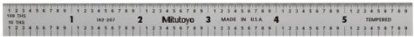 Mitutoyo Mitutoyo 182-207 Steel Rule 6" X 150Mm (1/10 1/100" 1Mm 1/2Mm) 1/64" Thick X 1/2" Wide Satin Chrome Finish Tempered Stainless Steel