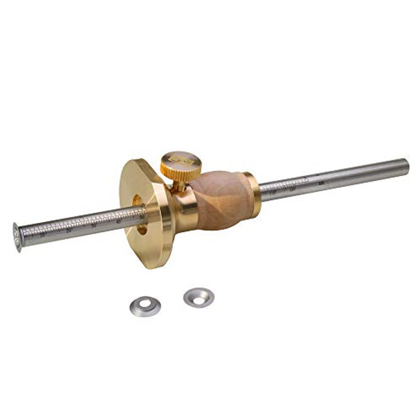 Mkc Wheel Marking Gauge Kit With 2 Extra Cutter Wheels Anti Roll Brass Head With Hornbeam Wood Holder Metric And Imperial Micro Adjuster Ruler Woodworking Tools Scriber For Woodwork