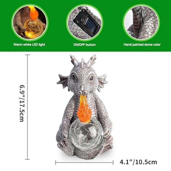Mopha Mopha Solar Garden Outdoor Statues Dragon Holding Magic Orb With Solar Led Lights Lawn Décor Dragon Sculpture For Garden Yard Lawn Balcony And Home For Women