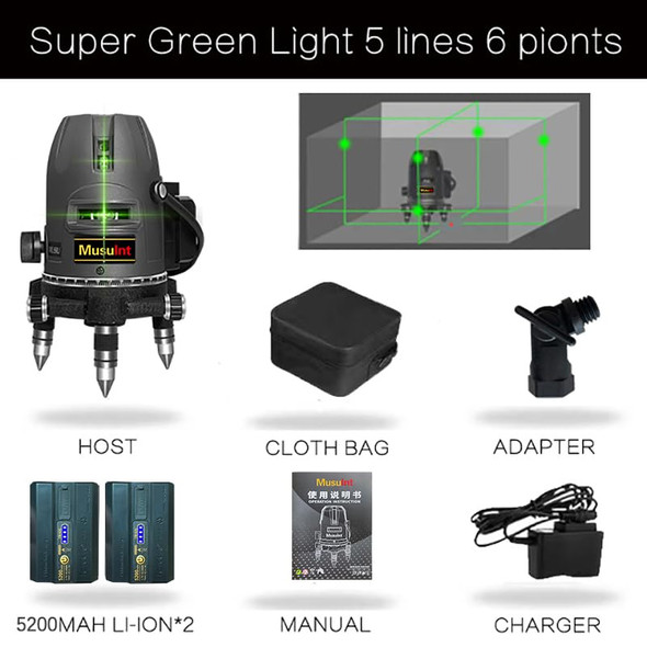 Musuint (Outdoor Laser Level) Picture Hanging Tool Green Light Lasers 5-Lines Laser Outside Leveler 360 Self Leveling Super Bright With 360° Rotating Base And Strong Light Spot Digital Display Battery