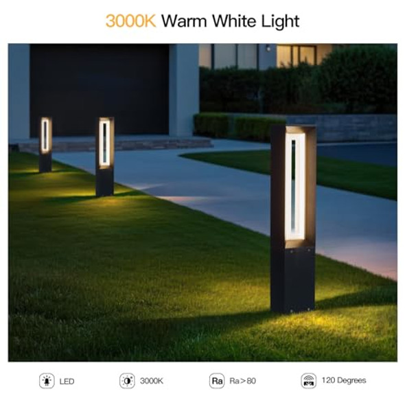 Mvbt Outdoor Path Light 31.5" Pathway Walkway Lights Waterproof Yard Landscape Led Bollard Lighting Lawn Lamp Garden Sidewalk Patio Backyard Ground Bright 3000K Lantern For Outside High Voltage Wired