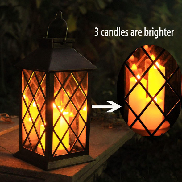 Nanzhujin Solar Lantern Outdoorgarden Hanging Lantern- Pvc Waterproof 3 Led Flickering Flameless Candle Decorative Lights For Tableoutdoorparty(1 Pack)