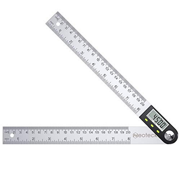 Neoteck 12 Inch/30Cm Stainless Steel Digital Angle Finder Protractor Ruler With Data Holding Function For Woodworking Construction Repairing