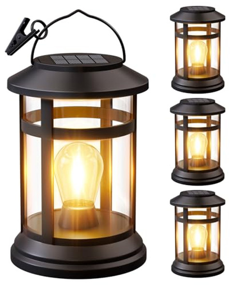 Nfever Solar Lanterns Outdoor Waterproof: 2 Pack Hanging Solar Lights For Outside Patio Porch Garden Tabletop Decor - Bright Led Warm White Solar Powered Lighting -  Gardening Lovers Mom S