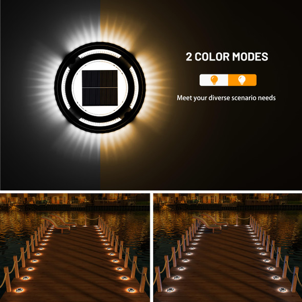 Nibuuecer Solar Driveway Lights Deck Dock Lights Solar Powered 2-Color Mode Waterproof Outdoor Step Light Road Markers For Driveway Step Sidewalk Stair Garden Ground Pathway Yard(Cool White/Warm White)8Pack