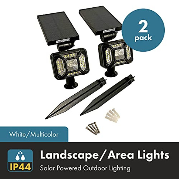 Nitelighter Outdoor Solar Powered Lights For Yard - Outdoor Adjustable Waterproof Landscape Uplighting For Flag Tree Plant Statue Installs On Ground Or Wall 2-Modes Of Lightning 2-Pack