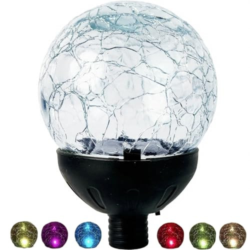Nuenun Solar Globe Lights Cracked Glass Ballgarden Decor Outdoor Waterproofglobe Lighting For Tequila Sculpture Metal Agave Plant Home Decor Balcony Backyard