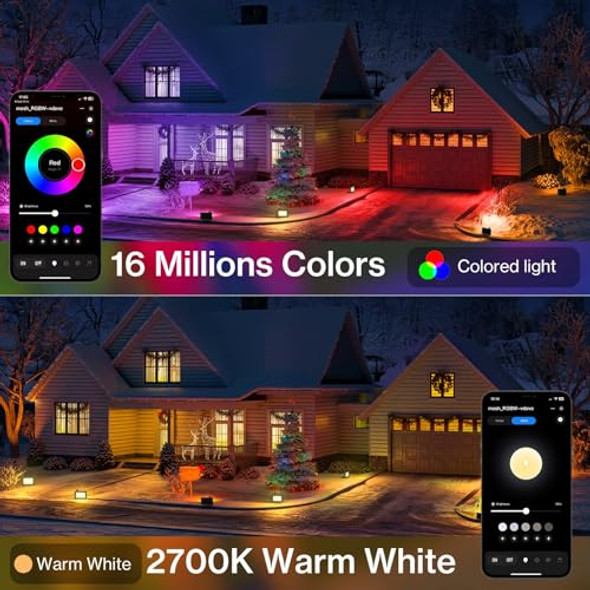 Olafus 50W Led Flood Light Outdoor Color Changing Outdoor Lights Stage Lights Bluetooth Rgbw Smart Flood Lights For Christmas Uplights For Events 2700K & 16 Million Colors Uplighting Music Sync 2 Pack