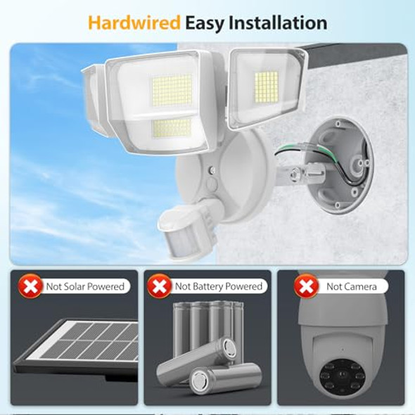 Onforu 90W 10000Lm Led Motion Sensor Outdoor Lights 4-Head Dusk To Dawn Outdoor Lighting Hardwired Flood Lights Ip66 Waterproof 6500K Security Floodlight For Outside (Black)