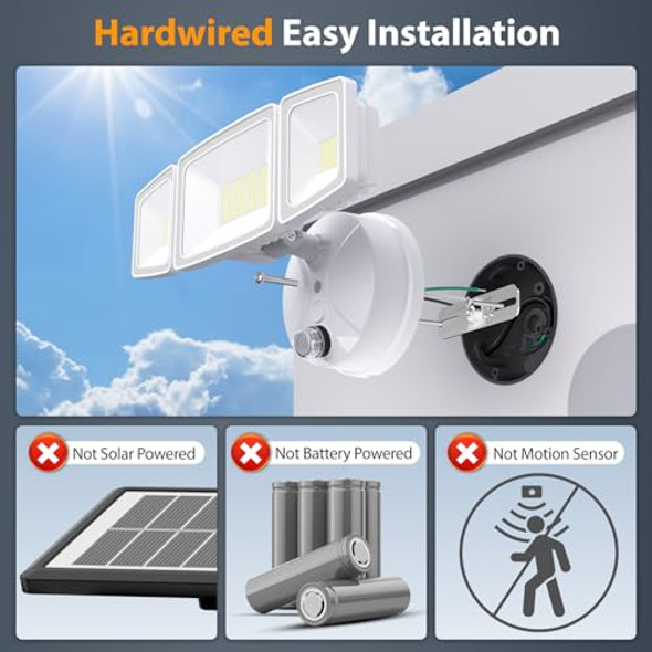 Onforu 55W Led Dusk To Dawn Outdoor Lighting 2 Packs 6000Lm Exterior Flood Lights Ip65 Waterproof Outdoor 3 Adjustable Heads Photocell Black Lights Fixture 6500K Daylight White Floodlights