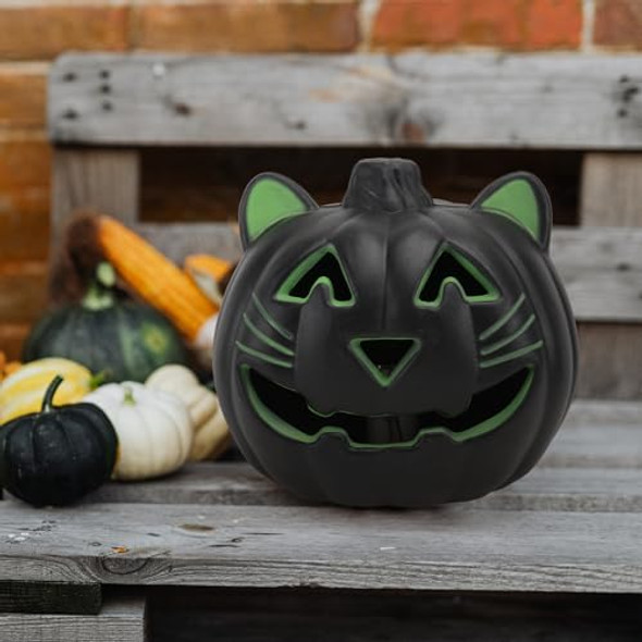 Osaladi Halloween Pumpkin Lantern Led Jack-O-Lantern Lights Cat Paw Decorative Lamp Pumpkin Figurine Light Up Lights For Halloween Haunted House Props 9Inch