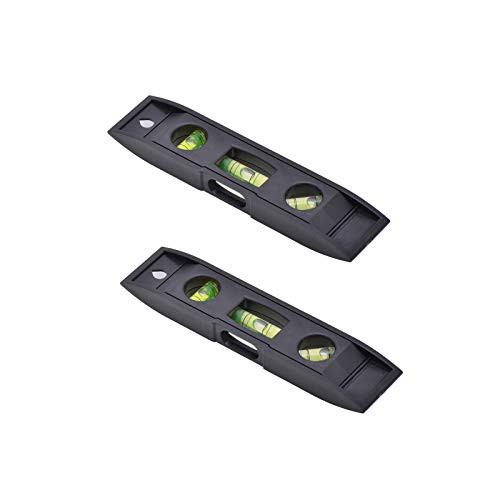 Paialco 6-Inch Magnetic Torpedo Level 3 Bubbles Home Use Black 2Pcs