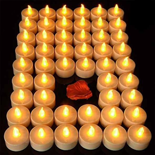 Pandaing Lasts 2X Longer White Flameless Tealight Candles 40 Pack Batteries Included Realistic Tea Lights Candles Flickering Bright Tealights Unscented Battery Operated Candles