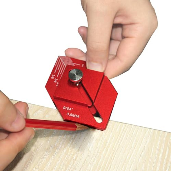 Pftjujudan Trim Carpentry Tools9/64'' Aluminum Alloy Trim Measurement Toolhigh Precision Measuring Tools3/16 Inch And 9/64 Inch Thickness Plate Marking Short Offsets Tooladjustable Distance