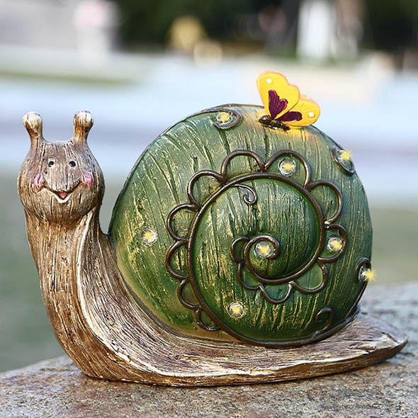 Plentifulhome Garden Statue Snail Figurine - Solar Snail Statue Resin Animal Figurine Outdoor Statue Lights For Patio Lawn Garden Yard Decorations