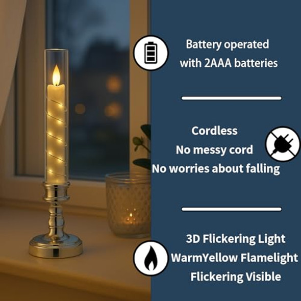 Prerish 6 Pcs Flameless Candles With Remote And Timer Flickering Led Romantic Candles With Embedded Star String Gold Battery Perated Candles Home Decor For Wedding Home Table Window Bedroom Indoor