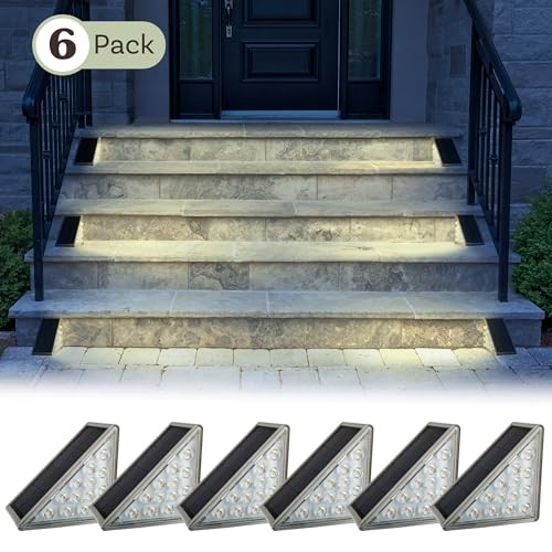 Pure Garden Pure Garden Solar Step Lights For Outside 6-Pack - Led Solar Stair Lights Outdoor Waterproof Ip67 Outdoor Lighting For Walkways Deck Front Door Entryway Garden Pathways Or Porch