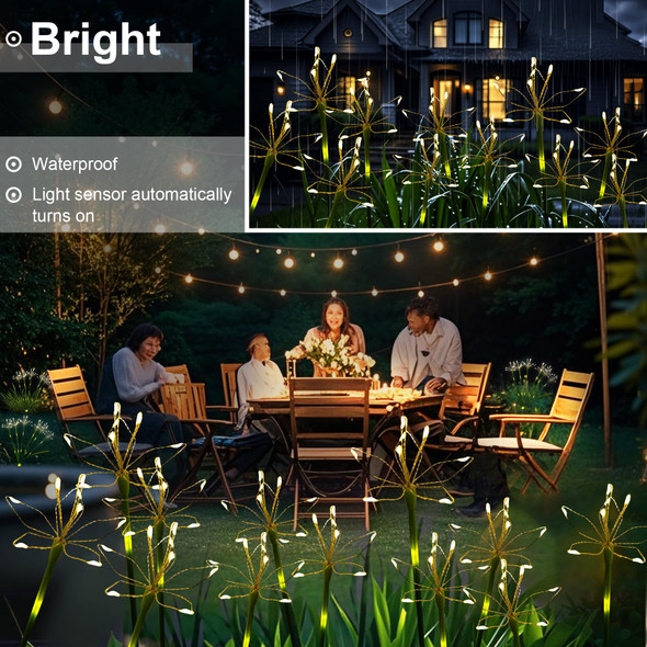 Putuzmic Solar Garden Lights Outdoor: Waterproof 2-Pack Diy Decorative Firework Lights With 2 Modes For Yard Patio Pathway Outside Fairy Decor - S For Women Mom Mothers Day Warm White