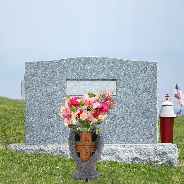 Qzwhlsm Angel Wings And Cross Solar Light Cemeterydecorations Cemetery Decorationsgarden Solar Vase Decorations For Lost Lovers Ones (White)