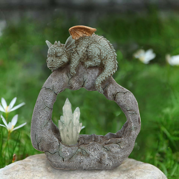 Qzzwbbtc Solar Powered Dragon Statue ，Garden Decor With Crystal Led Lights Handmade Waterproof Resin Dinosaur Outdoor Patio Lawn Sculpture Perfect Christmas (Crystal Dragon)