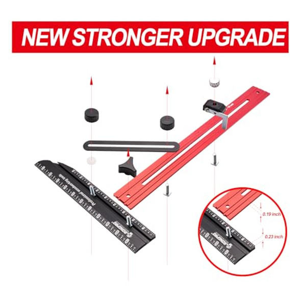 Rongpro Stair Tread Template Tool Stair Gauge Set Shelf Layout Measuring Scribe Tool For Stairs Risers Partitions Self And Cutting Drywall - Red