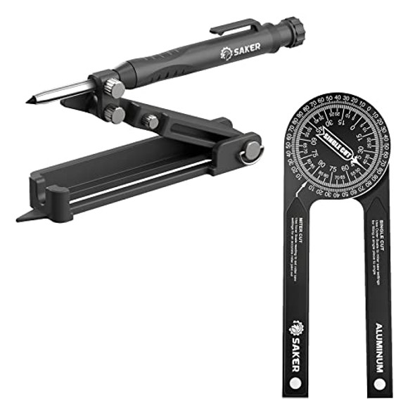 Saker Miter Saw Protractor(Black)&Saker Multi-Function Scribing Tool