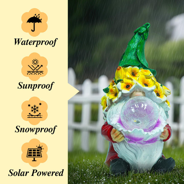 Salati Solar Gnome Garden Decor Statue Resin Gnome Outdoor Figurines With Led Light For Home Yard Patio Lawn Ornaments Funny Gnomes Gardening S For Women