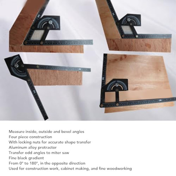 Sanpyl Angle Finder Protractor 0-180 Degree Angle Measuring Tool Adjustable Aluminum Angle Finder Ruler Woodworking Tool