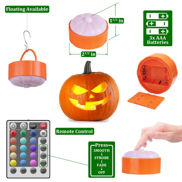 Sharemoon Led Pumpkin Lights With Remote Control Timer And Battery Operated Set Of 4 Halloween Jack O Lantern Decor With Orange And Rgb Bright Lights For Halloween Party And Festival Decoration (Pupl-4Rgs)